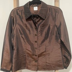 Spanner bronze and black blouse with a metallic cast.